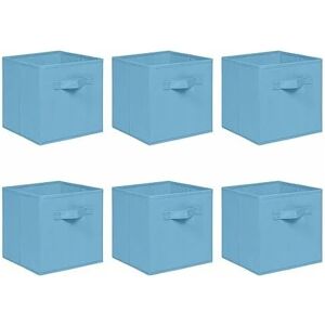 NICEME Foldable Storage Boxes,Non-Woven Fabric Storage Box Set,Storage Drawers for Cube Storage Unit,26.5x26.5x28 cm (Light Blue, Set of 6)