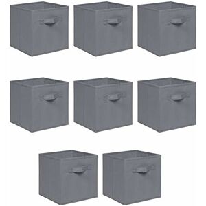 NICEME Foldable Storage Boxes,Non-Woven Fabric Storage Box Set,Storage Drawers for Cube Storage Unit,26.5x26.5x28 cm (Grey, Set of 8)