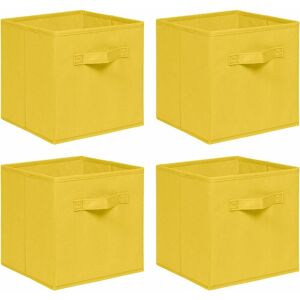 NICEME Foldable Storage Boxes,Non-Woven Fabric Storage Box Set,Storage Drawers for Cube Storage Unit,26.5x26.5x28 cm (Bright Yellow, Set of 4)