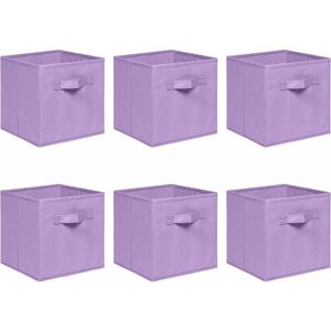 NICEME Foldable Storage Boxes,Non-Woven Fabric Storage Box Set,Storage Drawers for Cube Storage Unit,26.5x26.5x28 cm (Light Purple, Set of 6)
