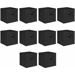 NICEME Foldable Storage Boxes,Non-Woven Fabric Storage Box Set,Storage Drawers for Cube Storage Unit,26.5x26.5x28 cm (Black, Set of 10)