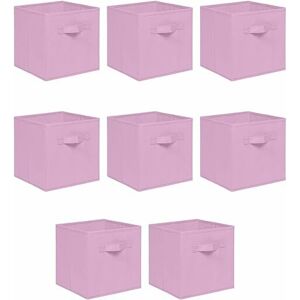 NICEME Foldable Storage Boxes,Non-Woven Fabric Storage Box Set,Storage Drawers for Cube Storage Unit,26.5x26.5x28 cm (Pink, Set of 8)