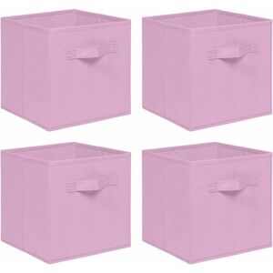 NICEME Foldable Storage Boxes,Non-Woven Fabric Storage Box Set,Storage Drawers for Cube Storage Unit,26.5x26.5x28 cm (Pink, Set of 4)