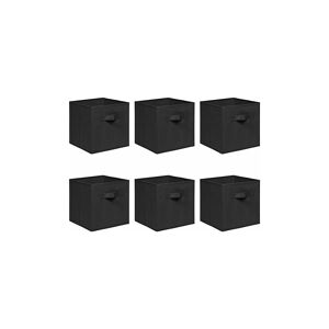 NICEME Foldable Storage Boxes,Non-Woven Fabric Storage Box Set,Storage Drawers for Cube Storage Unit,26.5x26.5x28 cm (Black, Set of 6)