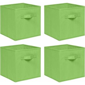 NICEME Foldable Storage Boxes,Non-Woven Fabric Storage Box Set,Storage Drawers for Cube Storage Unit,26.5x26.5x28 cm (Green, Set of 4)
