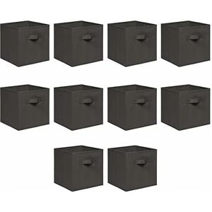 NICEME Foldable Storage Boxes,Non-Woven Fabric Storage Box Set,Storage Drawers for Cube Storage Unit,26.5x26.5x28 cm (Dark Grey, Set of 10)