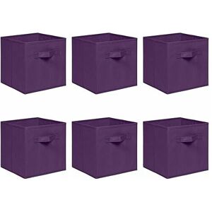 NICEME Foldable Storage Boxes,Non-Woven Fabric Storage Box Set,Storage Drawers for Cube Storage Unit,26.5x26.5x28 cm (Dark Purple, Set of 6)