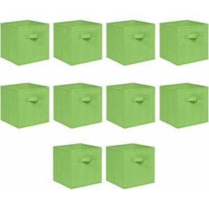 NICEME Foldable Storage Boxes,Non-Woven Fabric Storage Box Set,Storage Drawers for Cube Storage Unit,26.5x26.5x28 cm (Green, Set of 10)