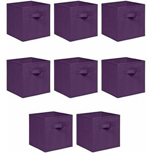 NICEME Foldable Storage Boxes,Non-Woven Fabric Storage Box Set,Storage Drawers for Cube Storage Unit,26.5x26.5x28 cm (Dark Purple, Set of 8)