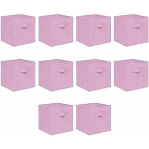 NICEME Foldable Storage Boxes,Non-Woven Fabric Storage Box Set,Storage Drawers for Cube Storage Unit,26.5x26.5x28 cm (Pink, Set of 10)