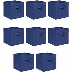 NICEME Foldable Storage Boxes,Non-Woven Fabric Storage Box Set,Storage Drawers for Cube Storage Unit,26.5x26.5x28 cm (Navy, Set of 8)