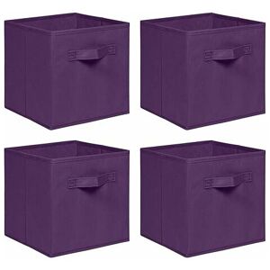 NICEME Foldable Storage Boxes,Non-Woven Fabric Storage Box Set,Storage Drawers for Cube Storage Unit,26.5x26.5x28 cm (Dark Purple, Set of 4)