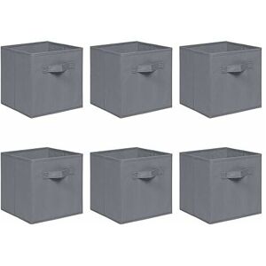 NICEME Foldable Storage Boxes,Non-Woven Fabric Storage Box Set,Storage Drawers for Cube Storage Unit,26.5x26.5x28 cm (Grey, Set of 6)