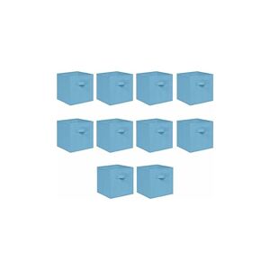 NICEME Foldable Storage Boxes,Non-Woven Fabric Storage Box Set,Storage Drawers for Cube Storage Unit,26.5x26.5x28 cm (Light Blue, Set of 10)
