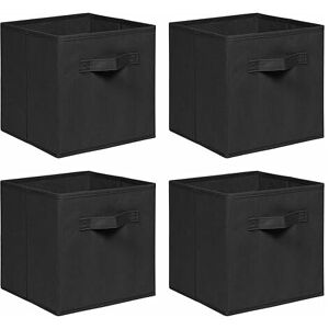 NICEME Foldable Storage Boxes,Non-Woven Fabric Storage Box Set,Storage Drawers for Cube Storage Unit,26.5x26.5x28 cm (Black, Set of 4)