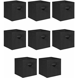 Niceme - Foldable Storage Boxes,Non-Woven Fabric Storage Box Set,Storage Drawers for Cube Storage Unit,26.5x26.5x28 cm (Black, Set of 8)