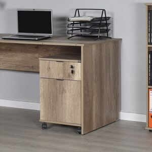 Fwstyle - Home Office Storage Unit on castors with lockable drawer.Warm Oak. - Warm Oak