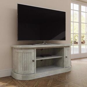 Large tv Stand Solid Reclaimed Pine 2 Door with Shelves - Limed Oak - Fwstyle