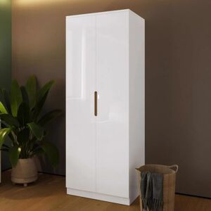 Veloce 2 Door Wardrobe White High Gloss Oak-Effect - White Gloss - Fwstyle