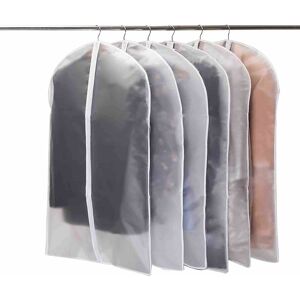 Garment covers, mothproof waterproof dustproof semi-transparent zip protective covers for shirt suits / coats, 6 pieces 60 100cm (White) Denuotop