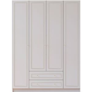 EVUHOME Giselle 4 Door 2 Drawer White Wardrobe - White