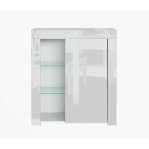 IMPACT FURNITURE Glass Display Cabinet Unit Bookcase Shelving Storage Small Slim White Gloss Lily - White Gloss