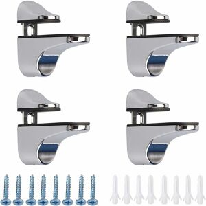 Langray - Glass Shelf Bracket, Duckbill Clip Shelf Bracket, 4PCS Adjustable Wood/Glass Shelf Bracket for 2-23mm Thickness Shelf Glass Shelf