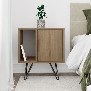Decortie - Glynn Modern Bedside Table Oak Effect 50.2cm Width Bedroom Furniture - Oak Effect