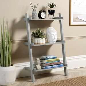 Ladder - Grey Shelving Unit 3 Tier Display Stand Book Shelf Wall Rack Storage - Grey