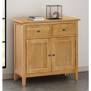 Hallowood Furniture - Aston Oak Effect Small Sideboard with 2 Drawers & Cupboard, Wooden Sideboard with Adjustable Shelves, Wide Storage Dresser,