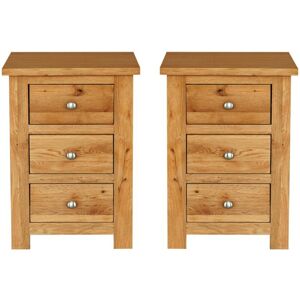 HALLOWOOD FURNITURE Waverly Oak Bedside Table with Chest of Drawers Set of 2, Light Oak Side Table, Nightstand with Drawers, Wooden Bedside Table for Bedroom, Living