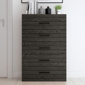 Galano - Hamsper 5 Drawer Chest - storage organizer for clutter free bedroom and living room, generous storage space - Dark Grey Oak