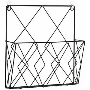 Tinor - Hanging Magazine Rack Metal Magazine Rack, Newspaper Rack Newspaper Basket Wall Mounted Magazine Rack with 2 Hooks for Magazines, Books and