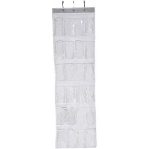 HOOPZI Hanging storage organiser with 24 pockets for shoes, hanging storage bag, shoe storage, white