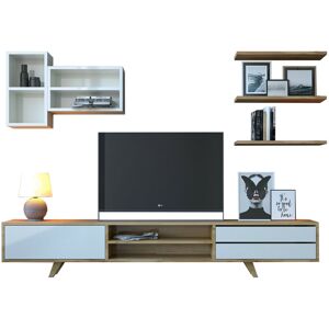 EVUHOME Harlev tv Entertainment Cabinet / Shelving / Oak, White - Oak-White