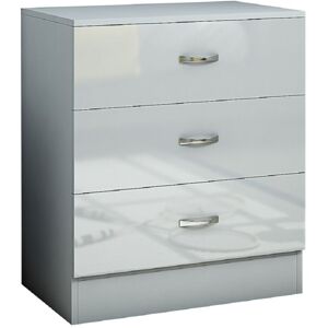 IQGB Hendon Modern 3 Drawer Chest - Grey Gloss - Grey