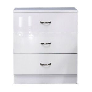 IQGB Hendon Modern 3 Drawer Chest - White Gloss - White