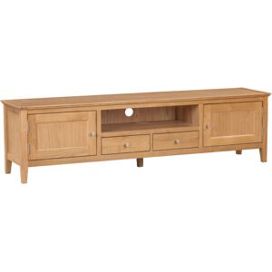 Hallowood Furniture - Hereford Oak Long tv Unit with 2 Drawers & Cupboards, tv Stand Cabinet with Storage, Large Light Oak Wooden tv Stand, tv Media