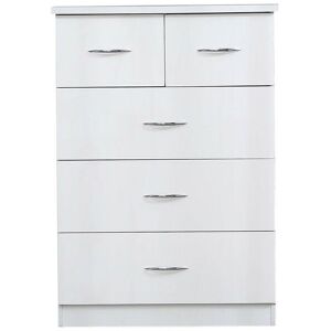 ROOMEE High Gloss 3+2 Drawer Chest Bedside Cabinets In White - white