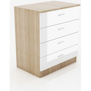 Elegant - High Gloss Bedroom Nightstand with Drawer Bedside Table Cabinet for Storage 465x450x330mm,White/Oak