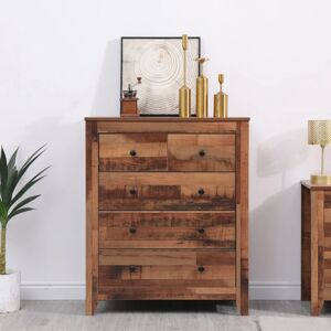 Furniture Hmd - Chest of Drawers with 2+3 Drawers Storage Unit,Bedroom Furniture,79x40x95cm(WxDxH) - dark wood