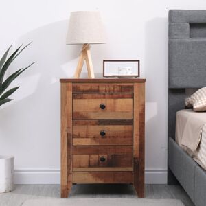 Wooden Bedside Tables Set,Nightstand with 3 Drawers,Bedroom Furniture,45x40.5x62cm(WxDxH) - dark wood - Furniture Hmd