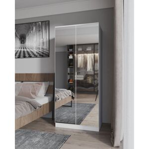 Wooden Mirrored 2 Door Wardrobe,Bedroom Furniture,79x50x180cm(WxDxH) - Mirrored - Furniture Hmd
