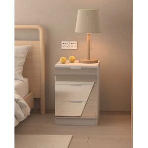 Furniture Hmd - Wooden Mirrored 3 Drawers Bedside Table,Drawers Chest,Bedroom Furniture,45x35x58cm(WxDxH) - Mirrored