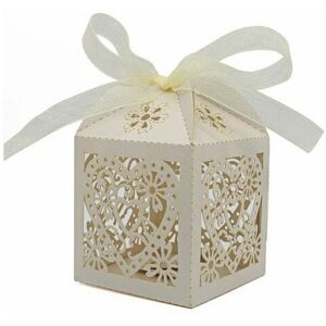 Neige - Hollow Candy Box Candy Bag Laser Cut Chocolate Heart Gift Box (Beige, 70 pcs)