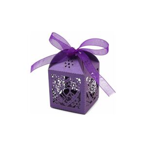 Orchidée - Hollow Candy Box Candy Bag Laser Cut Chocolate Heart Gift Box (Purple, 70 pcs)