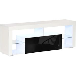 Homcom - 140cm tv Stand Cabinet High Gloss tv Stand Unit w/ led rgb Light Storage - Black and White