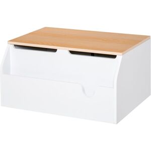 Homcom - Wooden Kids Toy Box Children Storage Chest Organiser Book Slot White - White