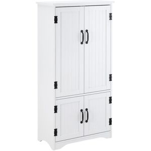 Homcom - Accent Floor Storage Cabinet Kitchen Cupboard with 2 Large Doors - White