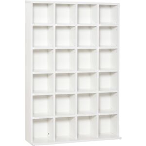 Cd dvd Media Storage Shelves Display Shelf Racks Wooden Frame White - White - Homcom